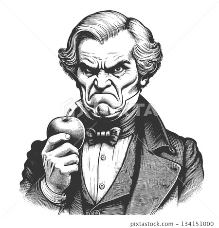 Angry Gentleman Holding an Apple sketch vector Angry Gentleman Holding an Apple sketch vector 134151000