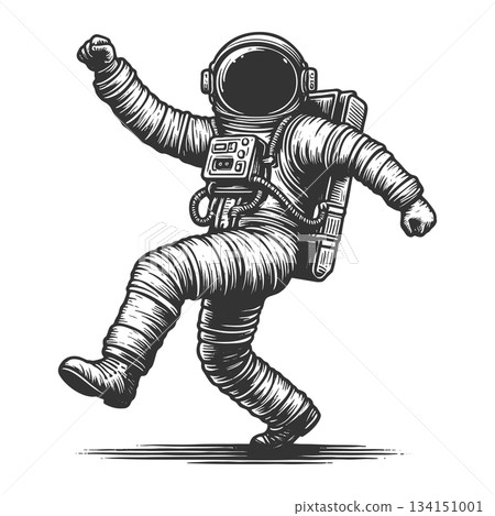 Dancing Astronaut in Space vector illustration 134151001