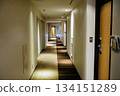 A view of the hotel corridor with newspaper distribution service 134151289