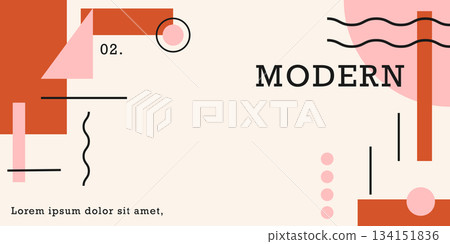 Set of colorful background poster with geometric shape and line set. abstract pattern, design line art, trendy style. illustration with circle, square, triangle. design for cards, invitation	 134151836