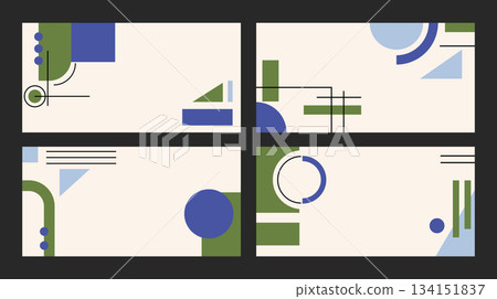 Set of colorful background poster with geometric shape and line set. abstract pattern, design line art, trendy style. illustration with circle, square, triangle. design for cards, invitation Set of colorful background poster with geometric shape and line set. abstract pattern, design line art, trendy style. illustration with circle, square, triangle. design for cards, invitation 134151837