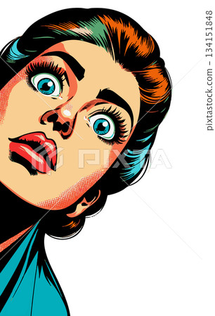 Shocked Pop Art Woman with Wide Eyes raster 134151848