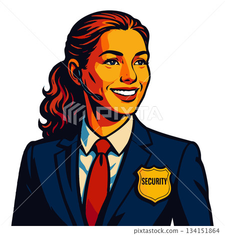 Female Security Officer in Suit and Headset raster Female Security Officer in Suit and Headset raster 134151864