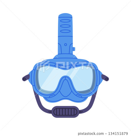 Blue Swimming Mask and Goggles for Diving Underwater with Breathing Tube Vector Illustration Blue Swimming Mask and Goggles for Diving Underwater with Breathing Tube Vector Illustration 134151879