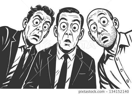 Shocked Businessmen Looking Down engraving vector 134152140