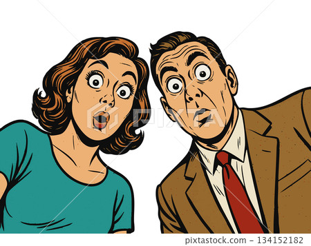 Comic Couple Looking Down vector illustration Comic Couple Looking Down vector illustration 134152182