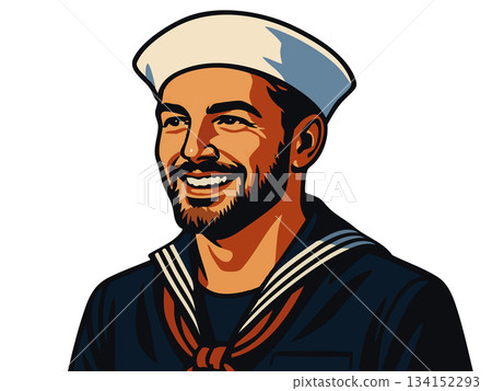Smiling Male Sailor in Uniform Pop Art vector Smiling Male Sailor in Uniform Pop Art vector 134152293