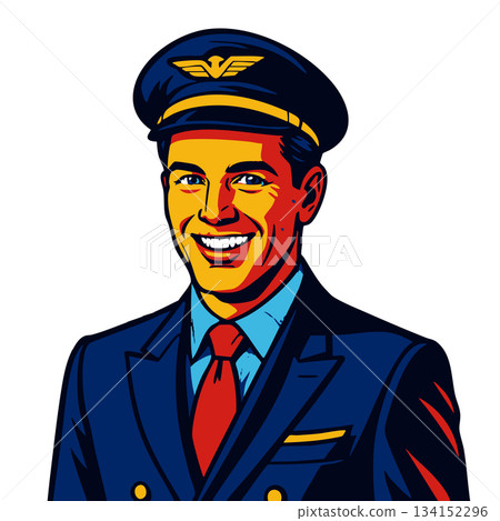 Smiling Male Airline Pilot in Uniform vector 134152296