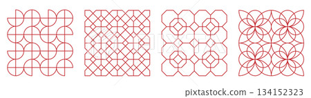 set of poster with line geometric shapes pattern.stars, liquid connected dots, line shapes. elements form, modern design for card, invitation, wallpaper, poster	 134152323