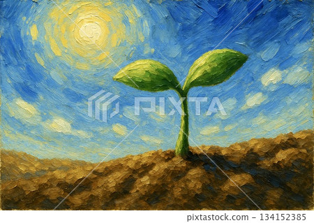 Breath of life, life, germination, birth image, oil painting 134152385