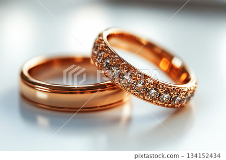 Pair of Wedding Rings on a white background. Pair of Wedding Rings on a white background. 134152434