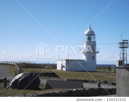 Cape Erimo Lighthouse and blue sky Cape Erimo Lighthouse and blue sky 134152532