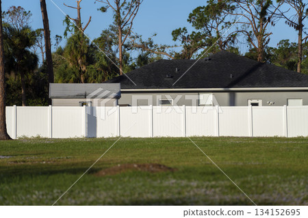 White plastic fence for back yard protection and privacy White plastic fence for back yard protection and privacy 134152695