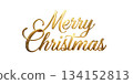 Merry Christmas 3D logo gold with transparent background 134152813