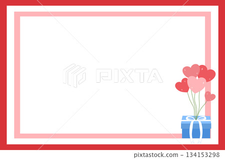 Elegant Red Border with Heart Balloons and Gift Box, Valentine background 134153298