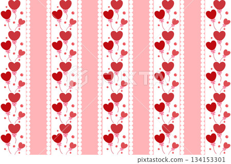 Sweet Pink Heart Balloon and Lace Vertical Pattern, valentine background 134153301