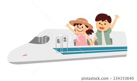 男性和女性騎新幹線 134153640
