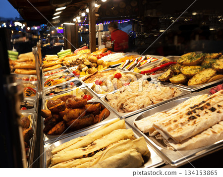 Bright and tasty street food Bright and tasty street food 134153865