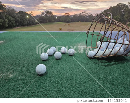 This is golf range at sunrise time This is golf range at sunrise time 134153941