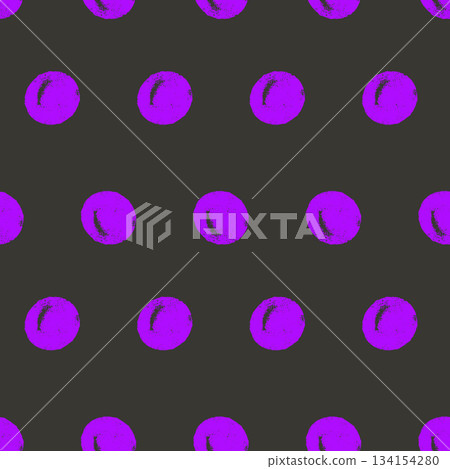 Polka dots purple colors seamless pattern. Crayon endless background. Naive simple dot ornament repeat cover. Round vibrant violet and black continuous ornament. Vector hand drawn illustration Polka dots purple colors seamless pattern. Crayon endless background. Naive simple dot ornament repeat cover. Round vibrant violet and black continuous ornament. Vector hand drawn illustration 134154280