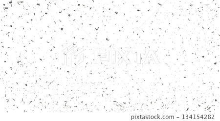 Eggshell paper grainy texture. Grunge rough background. Fabric material with black spots. White dab backdrop with speckles and dust. Canvas wall vector illustration 134154282
