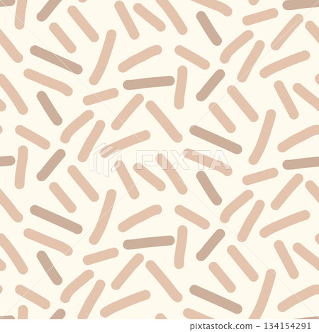 Beige small scribble lines monochrome seamless pattern. Abstract brown baby sprinkles background. Simple confetti repeated wallpaper. Short lines vector surface design Beige small scribble lines monochrome seamless pattern. Abstract brown baby sprinkles background. Simple confetti repeated wallpaper. Short lines vector surface design 134154291