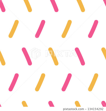 Rain doodle seamless pattern. Small lines kids sprinkles background. Simple kids birthday confetti repeated wallpaper. Short line dash vector surface design. Repeat spots print 134154292