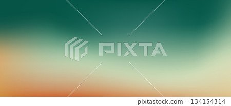 Green beige orange gradient background. Teal orange retro gradation texture. Vector design abstract bg. Wavy colorful vintage poster wall. Light leak 134154314