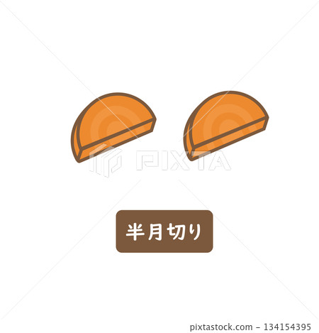 Carrots, cut into half-moon shapes Carrots, cut into half-moon shapes 134154395