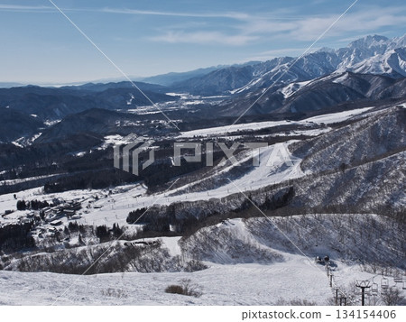 從白馬乘倉溫泉滑雪場見中央滑雪場眺望卯城立山連峰 134154406