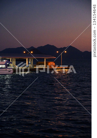 Hiroshima Ujina Port Pier after dark 134154648