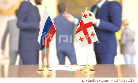 Russia - Georgia conflict and dialogue scene, 3D rendering Russia - Georgia conflict and dialogue scene, 3D rendering 134155126