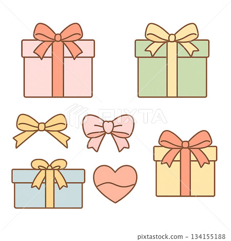 絲帶和禮品盒的插圖 134155188