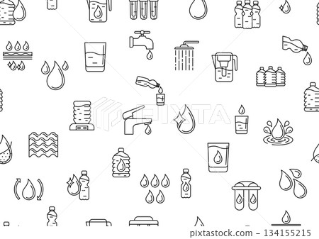 Water linear icons pattern. Aqua or liquid thin line illustration. 134155215