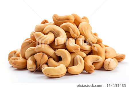 cashew nuts in isolated white background. cashew nuts peeled 134155483