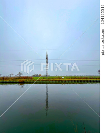 Rijkevorsel, Antwerpse Kempen, Belgium, Minimalist depiction of infrastructure with calming 134155515