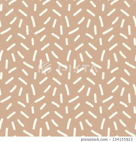 Small dash brown seamless pattern. Beige random sprinkles background. Boho simple confetti wallpaper. Cute baby vector surface design. Simple repeat illustration print. Calm design pastel neutral tone Small dash brown seamless pattern. Beige random sprinkles background. Boho simple confetti wallpaper. Cute baby vector surface design. Simple repeat illustration print. Calm design pastel neutral tone 134155923