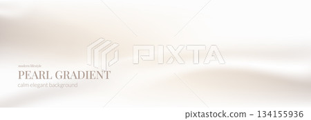 Calm fashion pearl beige gradient. Neutral abstract pastel background. Light brown blending colors with folded waves. Vector soft beige backdrop. Ombre cream blank. Subtle pearl light gradation 134155936
