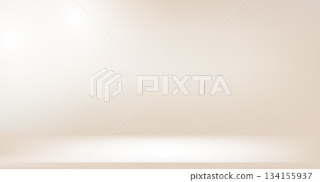 Background nacre beige wall. Studio room gradient with white light. Product presentation scene blank backdrop. Clean ivory table for banner. Kitchen with warm gradation. Vector illustration 134155937