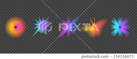 Aura gradient transparent iridescent star, flower figures with holographic smooth blur transitions. Colorful abstract elements aura mesh effects, neon glow, trendy aesthetic for modern poster no bg 134156073