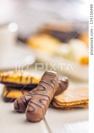 Christmas sweet and cookies on white table. Christmas sweet and cookies on white table. 134156499