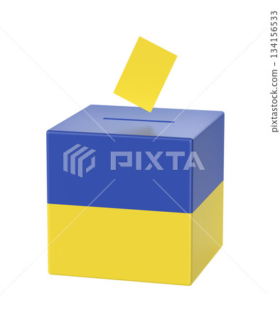 Ballot box with the flag of Ukraine 134156533
