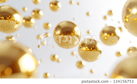 奢華的抽象背景,漂浮著金色球體。精美圖片素材。 奢華的抽象背景,漂浮著金色球體。精美圖片素材。 134156753