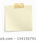 Sticky Note Mockup with Beige Paper and Tape on Blank Background 134156791