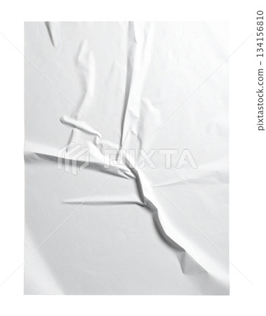 Crumpled White Paper Sheet Texture 134156810