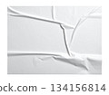 Wrinkled White Paper Texture with Deep Creases 134156814