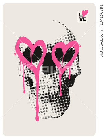 Love Skull Graffiti Illustration 134156891