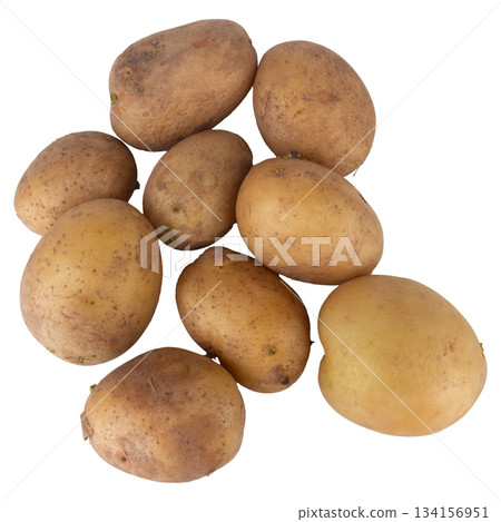 Potato isolated on white background pile 134156951