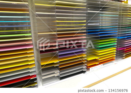 A colorful construction paper rack that makes use of the texture of colorful chemical pulp. A colorful construction paper rack that makes use of the texture of colorful chemical pulp. 134156976