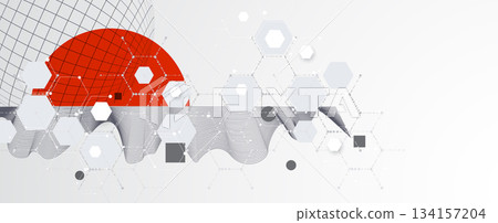 Technology and science geomtric banner or header. Connected neural network visualization Technology and science geomtric banner or header. Connected neural network visualization 134157204